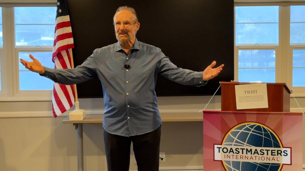Leonard giving a speech